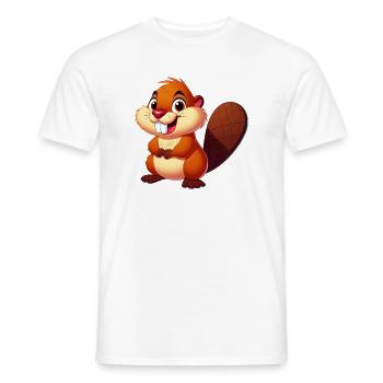 Beaver - Men's T-Shirt - white - Front - AI Model Male 178 dark (178cm)