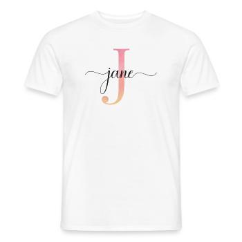 J | Monogram | Name | Jane |Watercolor - Men's T-Shirt - white - Front - AI Model Male 178 dark (178cm)
