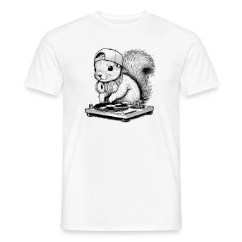 motif d’écureuil cool en tant que DJ avec des écouteurs - T-shirt homme - blanc - Devant - AI Model Male 178 dark (178cm)
