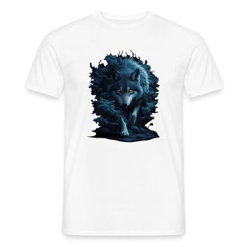 Mystic Wolf in Night Forest - Men's T-Shirt - white - Front - AI Model Male 178 dark (178cm)