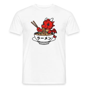 Niedlicher Drache genießt japanische Ramen - Männer T-Shirt - Weiß - Vorne - AI Model Male 178 dark (178cm)