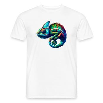 Polygonal Chameleon - Men's T-Shirt - white - Front - AI Model Male 178 dark (178cm)