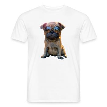 Pug Beige Dogs Love Carlin Little Cute Pug - Men's T-Shirt - white - Front - AI Model Male 178 dark (178cm)