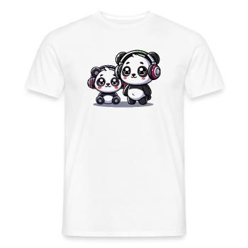 niedliches Panda Kopfhörer Motiv - Männer T-Shirt - Weiß - Vorne - AI Model Male 178 dark (178cm)