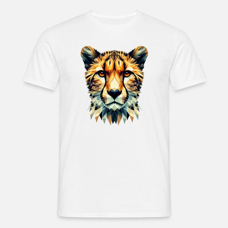 Polygonaler Gepard - Männer T-Shirt - Weiß