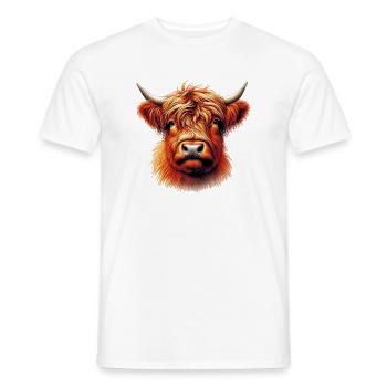 Scottish Highland Cow - Men's T-Shirt - white - Front - AI Model Male 178 dark (178cm)