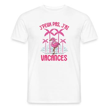 Flamant rose vacances été - T-shirt homme - blanc - Devant - AI Model Male 178 dark (178cm)