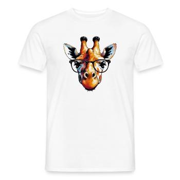 Giraffe with Glasses - Men's T-Shirt - white - Front - AI Model Male 178 dark (178cm)