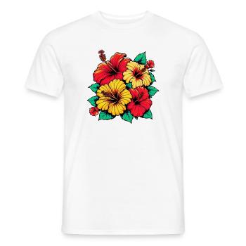 Fleurs d’hibiscus - T-shirt homme - blanc - Devant - AI Model Male 178 dark (178cm)