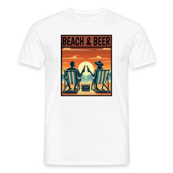 Beach & Beer Sunset Relaxation Couple Vacation - Men's T-Shirt - white - Front - AI Model Male 178 dark (178cm)