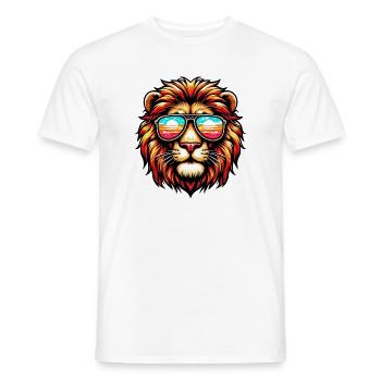 Lion avec des lunettes de soleil - T-shirt homme - blanc - Devant - AI Model Male 178 dark (178cm)