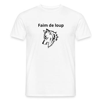 T-shirt loup humour - T-shirt homme - blanc - Devant - AI Model Male 178 dark (178cm)