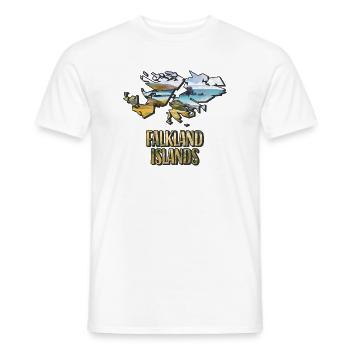 Watercolor Map Falkland Islands - Men's T-Shirt - white - Front - AI Model Male 178 dark (178cm)