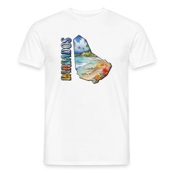 Carte à l’aquarelle Barbade - T-shirt homme - blanc - Devant - AI Model Male 178 dark (178cm)