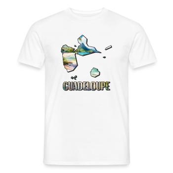Carte aquarelle Guadeloupe - T-shirt homme - blanc - Devant - AI Model Male 178 dark (178cm)
