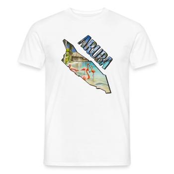 Watercolor Map Aruba - Men's T-Shirt - white - Front - AI Model Male 178 dark (178cm)