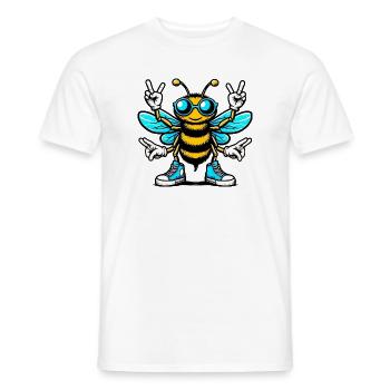 Abeille avec des lunettes de soleil - T-shirt homme - blanc - Devant - AI Model Male 178 dark (178cm)