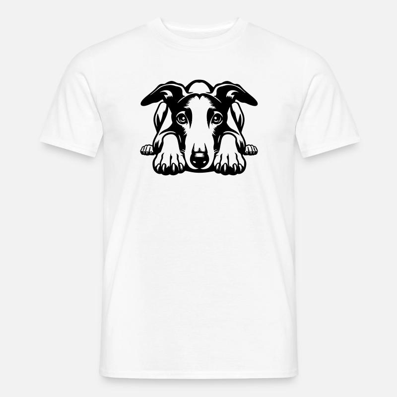 Whippet Kopf mit Pfoten - Männer T-Shirt - Weiß