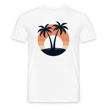 Rétro coucher de soleil Palmiers Plage Vacances Tropical - T-shirt homme - blanc - Devant - AI Model Male 178 dark (178cm)