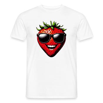 Strawberry with Sunglasses - Men's T-Shirt - white - Front - AI Model Male 178 dark (178cm)