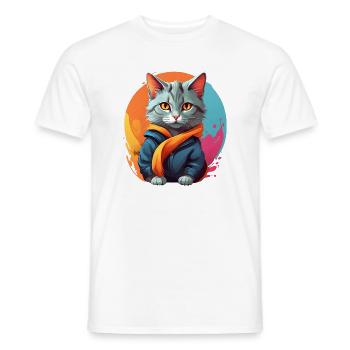 Stilvolle urbane Katze - Männer T-Shirt - Weiß - Vorne - AI Model Male 178 dark (178cm)