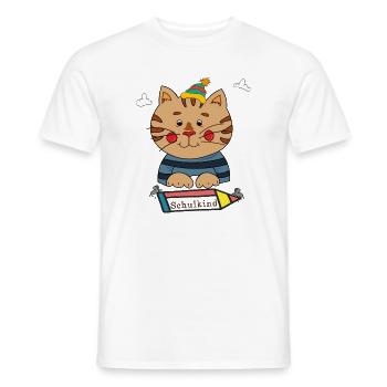 Chat écolier - T-shirt homme - blanc - Devant - AI Model Male 178 dark (178cm)