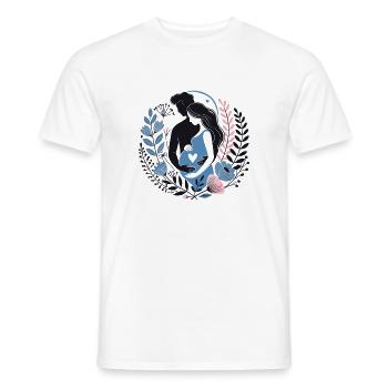 Expecting Parents Embrace Heart Love Flower Design - Men's T-Shirt - white - Front - AI Model Male 178 dark (178cm)
