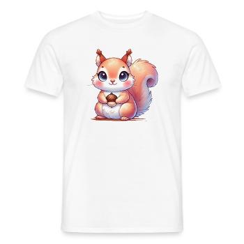The cute squirrel with favorite food - Men's T-Shirt - white - Front - AI Model Male 178 dark (178cm)
