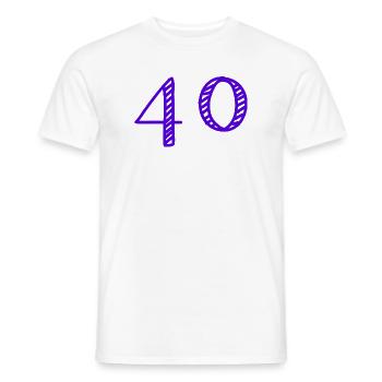 40. 40 YEARS. 40th ANNIVERSARY. 40 YEARS ANNIVERSARY. - Men's T-Shirt - white - Front - AI Model Male 178 dark (178cm)