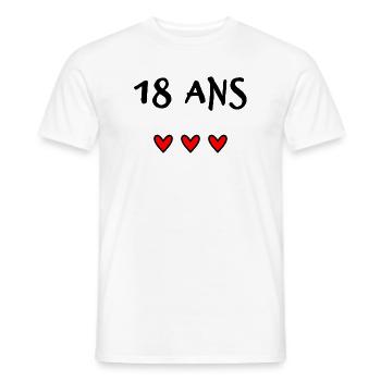 18. 18 ANS. 18e ANNIVERSAIRE. ANNIVERSAIRE 18 ANS. - T-shirt homme - blanc - Devant - AI Model Male 178 dark (178cm)
