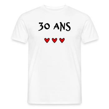 30. 30 YEARS. 30th ANNIVERSARY. 30 YEARS ANNIVERSARY. - Men's T-Shirt - white - Front - AI Model Male 178 dark (178cm)