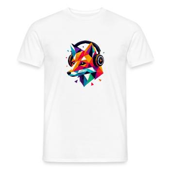 Geometrisches Polygon DJ Fox Kopfhörer Bunte Kunst - Männer T-Shirt - Weiß - Vorne - AI Model Male 178 dark (178cm)