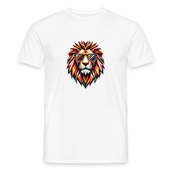 Géométrique Cool Polygon Lion Lunettes de soleil Art graphique - T-shirt homme - blanc - Devant - AI Model Male 178 dark (178cm)