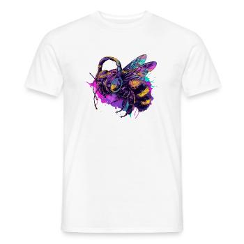 Bee Bee Bee Head with Headphones - Men's T-Shirt - white - Front - AI Model Male 178 dark (178cm)