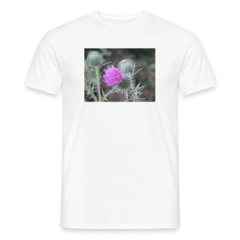 Violetten Distelblüten-Muster - Männer T-Shirt - Weiß - Vorne - AI Model Male 178 dark (178cm)