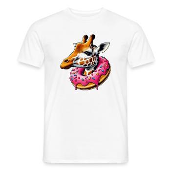 Funny Eye Candy - Girafe avec beignet - T-shirt homme - blanc - Devant - AI Model Male 178 dark (178cm)