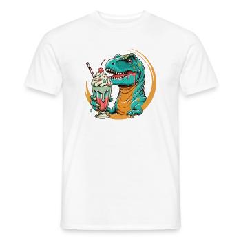Dino Milkshake Motif: An Adventure for Those with a Sweet Tooth - Men's T-Shirt - white - Front - AI Model Male 178 dark (178cm)