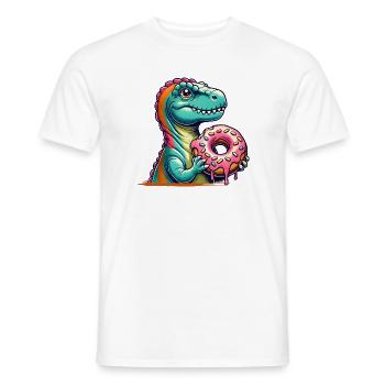 Dino donut motif: An adventure for those with a sweet tooth - Men's T-Shirt - white - Front - AI Model Male 178 dark (178cm)