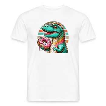 Dino donut motif: An adventure for those with a sweet tooth - Men's T-Shirt - white - Front - AI Model Male 178 dark (178cm)