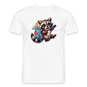 Start of school with raccoon: raccoon for school beginners - Men's T-Shirt - white - Front - AI Model Male 178 dark (178cm)