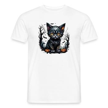 Halloween-Nacht mit Kätzchen und Kürbissen. - Männer T-Shirt - Weiß - Vorne - AI Model Male 178 dark (178cm)