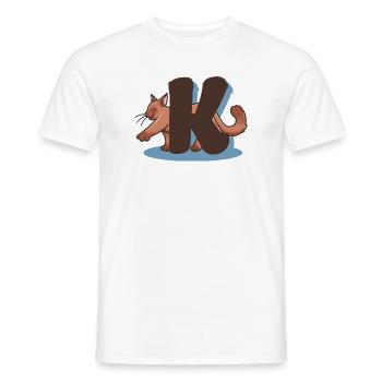 Lettre K chat - T-shirt homme - blanc - Devant - AI Model Male 178 dark (178cm)