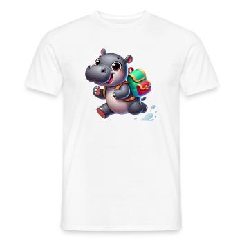 Schulstart mit Nilpferd:Nilpferd für Schulanfänger - Männer T-Shirt - Weiß - Vorne - AI Model Male 178 dark (178cm)