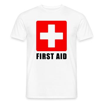First Aid Medical Cross Sicherheitssymbol Vektor-Symbol - Männer T-Shirt - Weiß - Vorne - AI Model Male 178 dark (178cm)