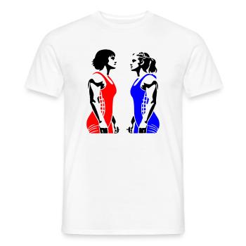 Lutte féminine - T-shirt homme - blanc - Devant - AI Model Male 178 dark (178cm)