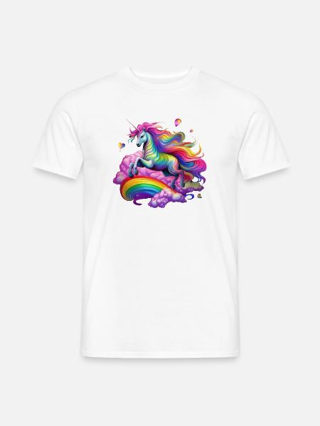 Fee Regenbogen Einhorn - Männer T-Shirt - Weiß