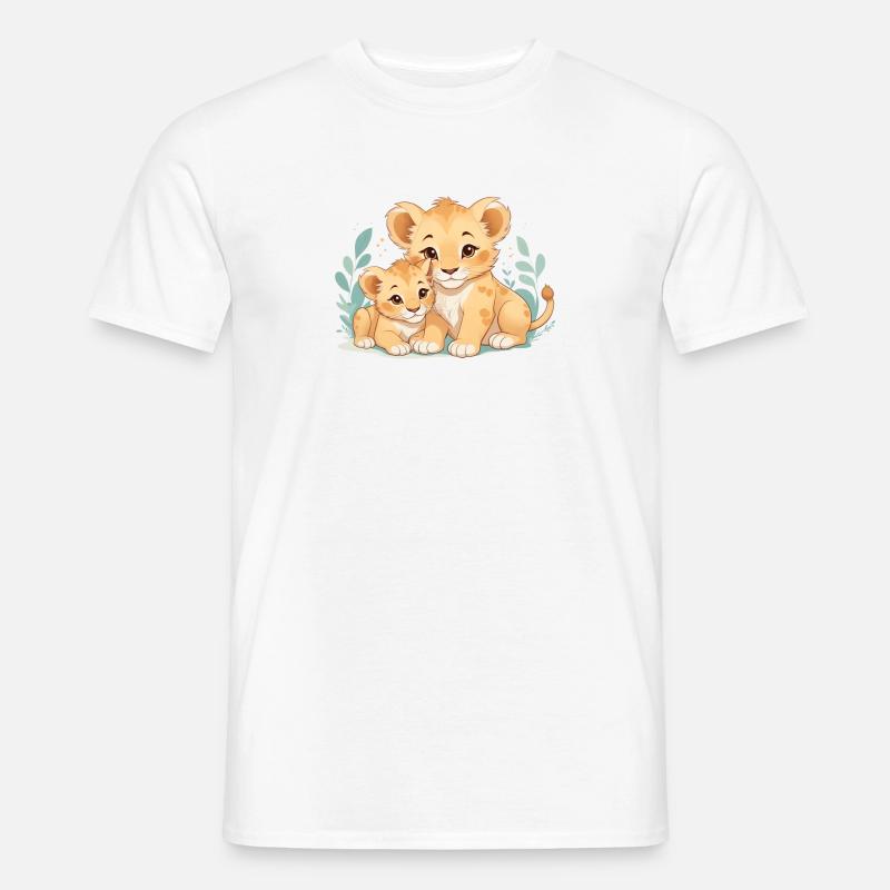 kuschelnde Löwenbabys - Männer T-Shirt - Weiß