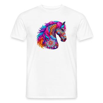 Pferd Mandala Zeichnung Indien Indien - Männer T-Shirt - Weiß - Vorne - AI Model Male 178 dark (178cm)