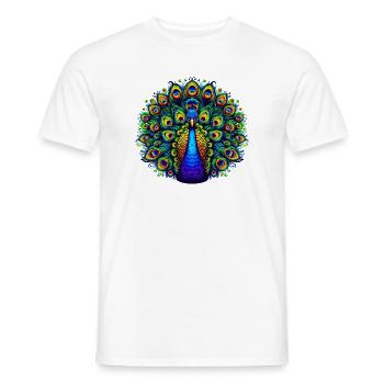 Peacock - Men's T-Shirt - white - Front - AI Model Male 178 dark (178cm)