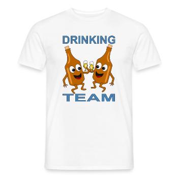 Photo d’équipe humoristique de consommation d’alcool - T-shirt homme - blanc - Devant - AI Model Male 178 dark (178cm)